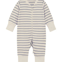 Organic Cotton Blue and Cream Striped Onesie Sleepsuit / Babygrow Fixoni 