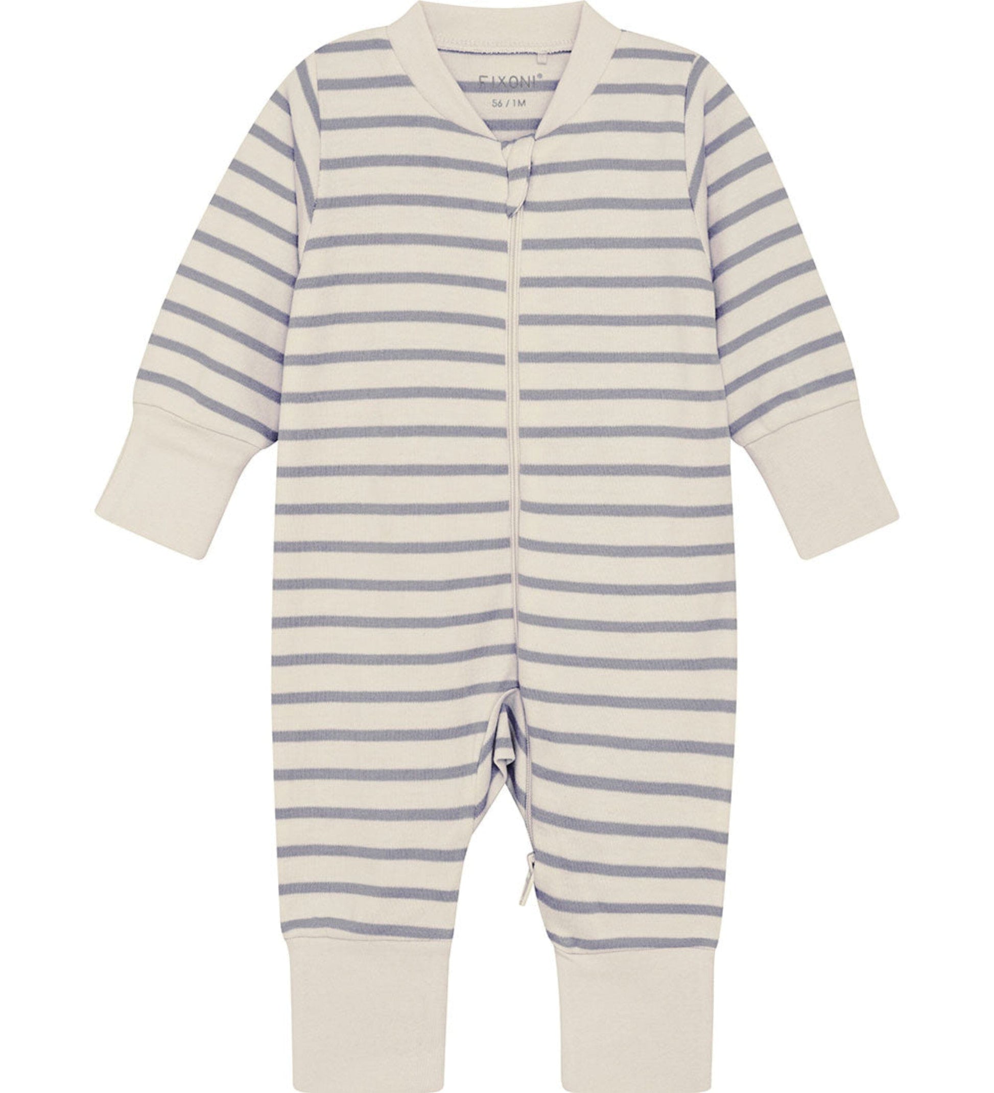 Organic Cotton Blue and Cream Striped Onesie Sleepsuit / Babygrow Fixoni 