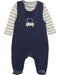 Navy Blue and Car Organic Cotton Velour Dungarees & Bodysuit Outfit Fixoni 