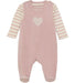Dusky Pink and Heart Organic Cotton Velour Dungarees & Bodysuit Outfit Fixoni 
