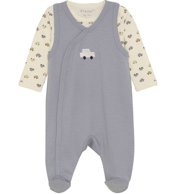 Car Organic Cotton Dungarees & Bodysuit Outfit Fixoni 