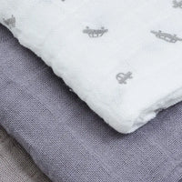 3 Pack, Organic Cotton Muslins, Cars / Grey, 65 x 65 cm Blanket Pippi 