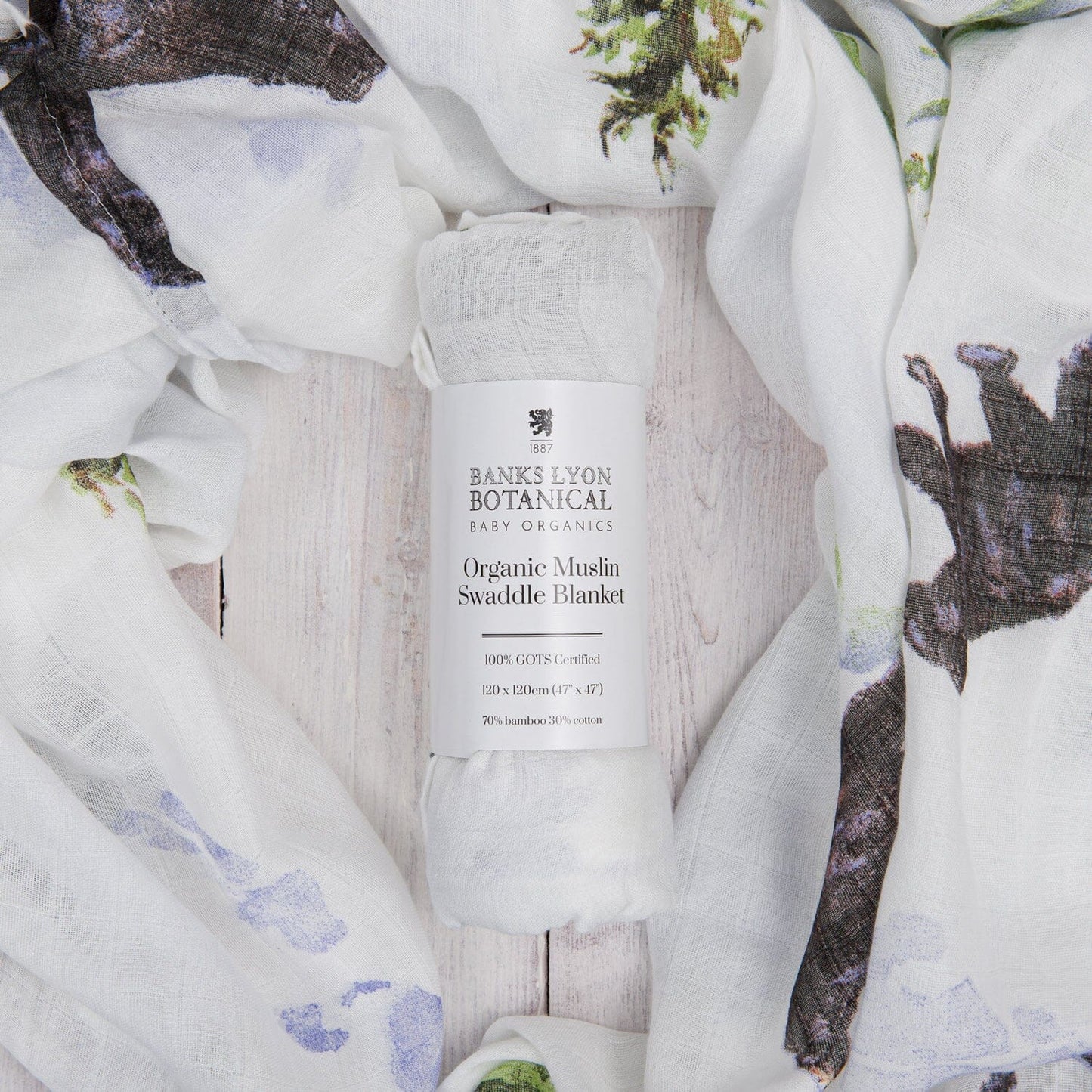 Muslin Swaddle Blanket, Organic - Bears Swaddle Blanket Banks-Lyon Botanical 