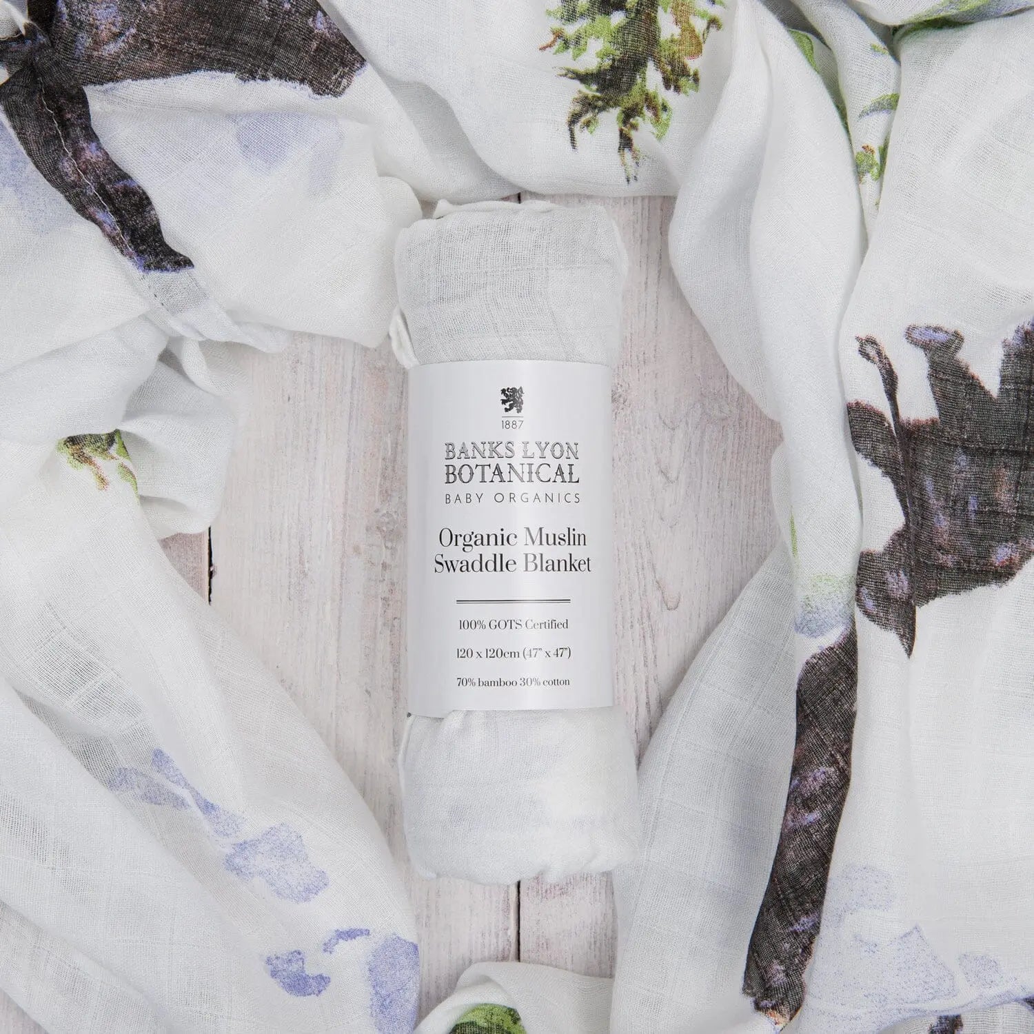 Muslin Swaddle Blanket, Organic - Bears Swaddle Blanket Banks-Lyon Botanical 