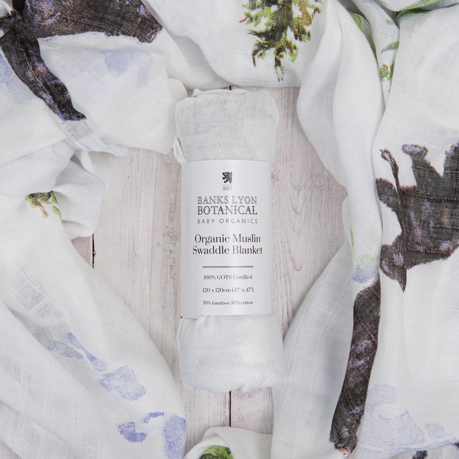 Muslin Swaddle Blanket, Organic - Bears Swaddle Blanket Banks-Lyon Botanical 