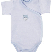 Early Baby Short Sleeved Bodysuit, Cute Hippo Design - Blue Bodysuit / Vest EEVI 