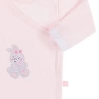 Early Baby Bodysuit, Embroidered Bunny Rabbit Design - Pink EEVI