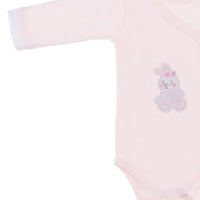 Early Baby Bodysuit, Embroidered Bunny Rabbit Design - Pink EEVI