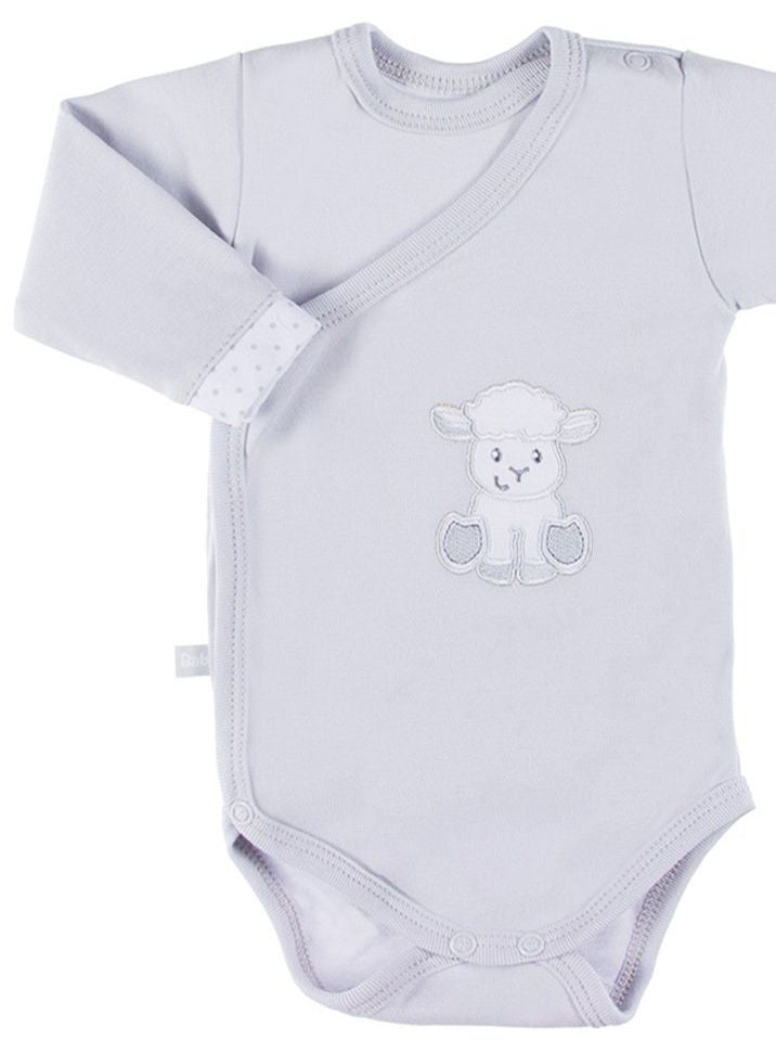 Early Baby Bodysuit, Embroidered Lamb Design - Grey EEVI