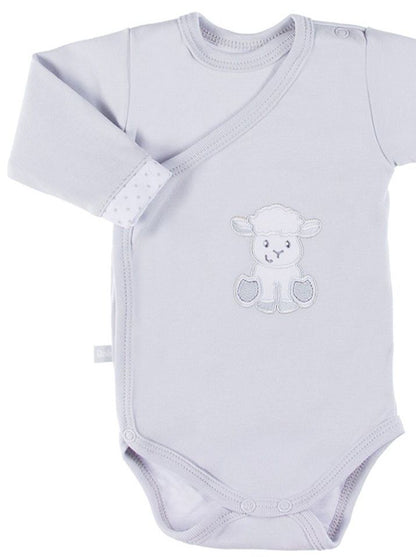 Early Baby Bodysuit, Embroidered Lamb Design - Grey EEVI
