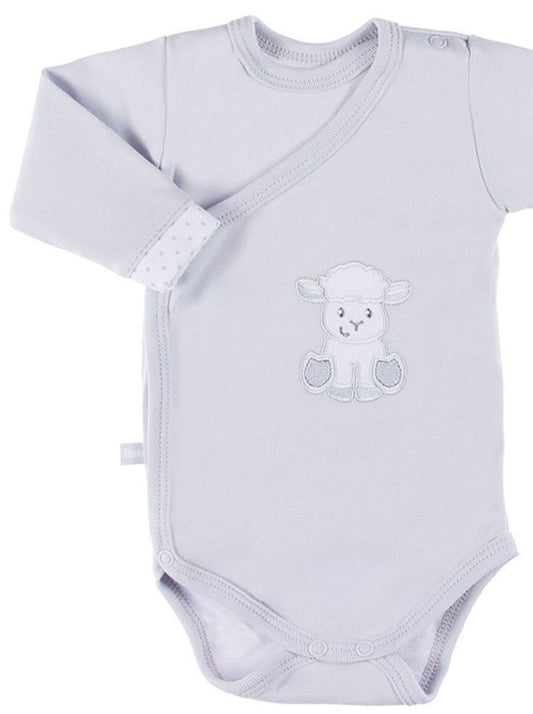 Early Baby Bodysuit, Embroidered Lamb Design - Grey EEVI