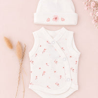 Cherry Blossom Vest & Hat Set - Organic Cotton