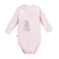 Early Baby Bodysuit, Embroidered Bunny Rabbit Design - Pink Bodysuit / Vest EEVI 