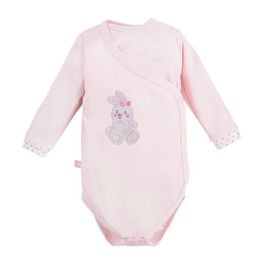 Early Baby Bodysuit, Embroidered Bunny Rabbit Design - Pink Bodysuit / Vest EEVI 