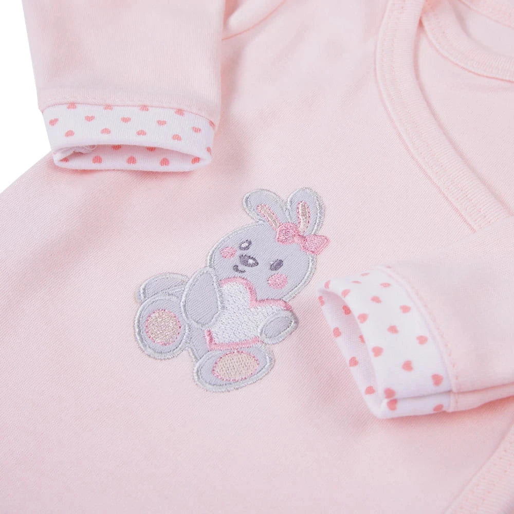 Early Baby Bodysuit, Embroidered Bunny Rabbit Design - Pink Bodysuit / Vest EEVI 
