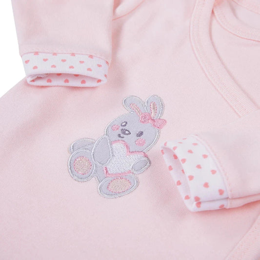Early Baby Bodysuit, Embroidered Bunny Rabbit Design - Pink Bodysuit / Vest EEVI 