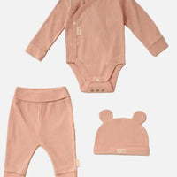 3 PIece Organic Baby Gift Set - Rose Pink Set Rock a Bye Baby 