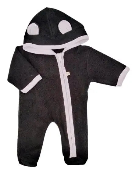 Tiny Baby Pramsuit, Charcoal, Fleece