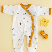 Prem Baby Sleepsuit, Pet Pals - Mustard Sleepsuit / Babygrow Tiny & Small 