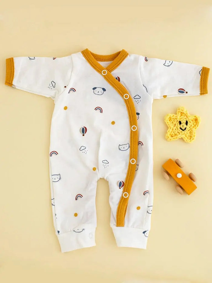 Prem Baby Sleepsuit, Pet Pals - Mustard