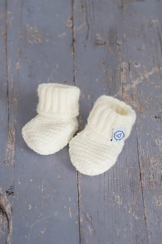 Ecru Knitted Booties Booties La Manufacture de Layette 