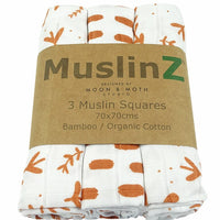 MuslinZ Bamboo/Organic Cotton Muslin Squares, Laurel Leaf - 3 Pack Muslin Muslinz 