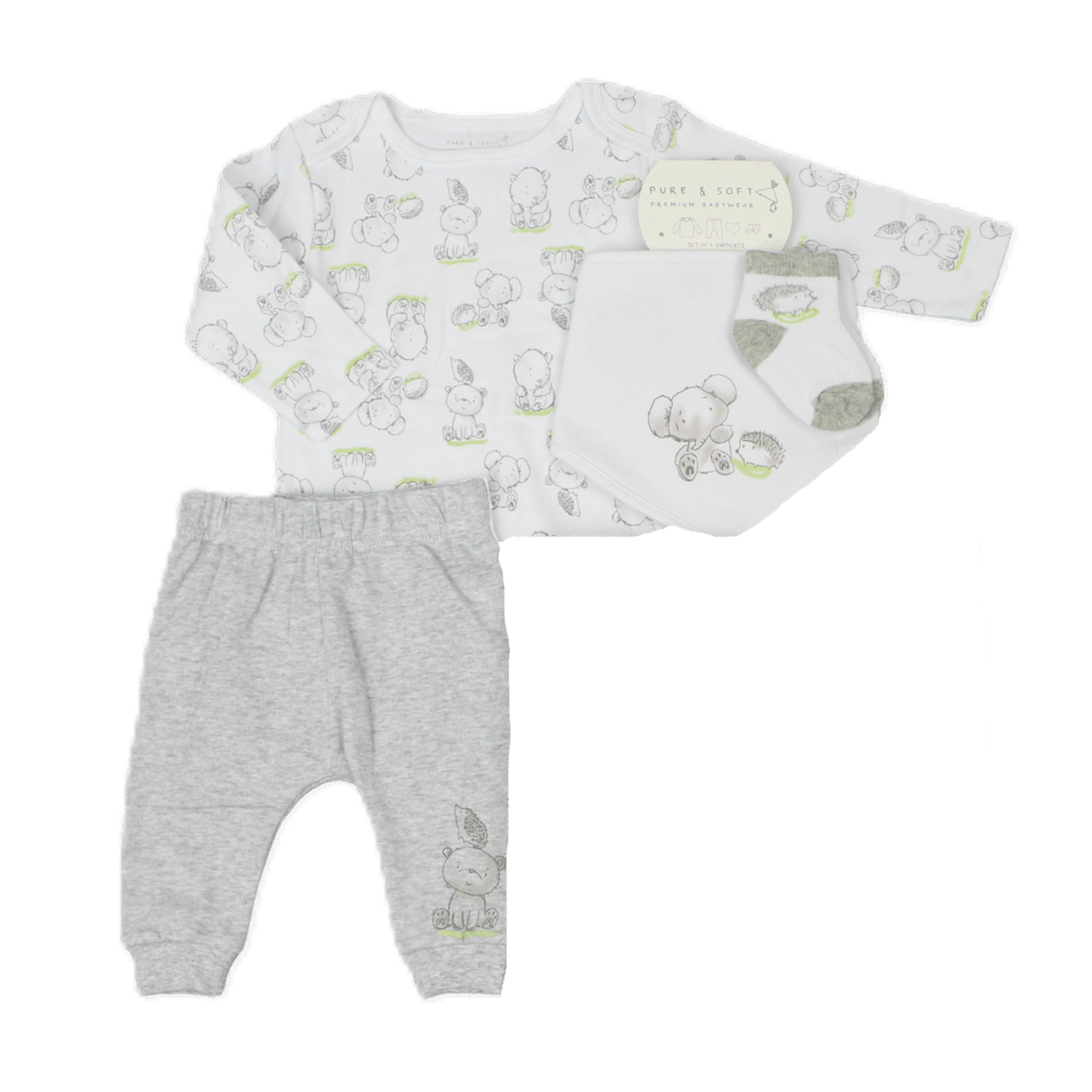 Elephant and Hedgehog 4 Piece Gift Set Set Pure & Soft 
