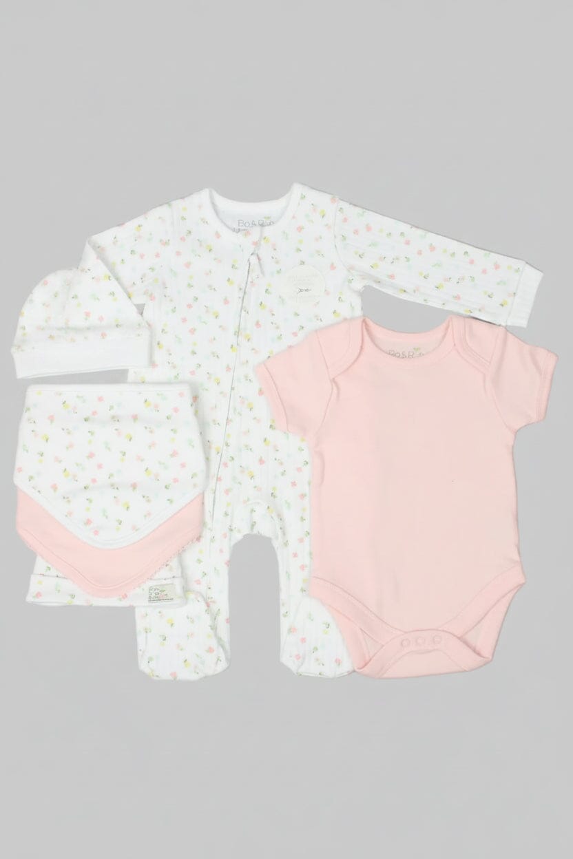 Five Piece Pink Flower Outfit Set Ela & Ren 