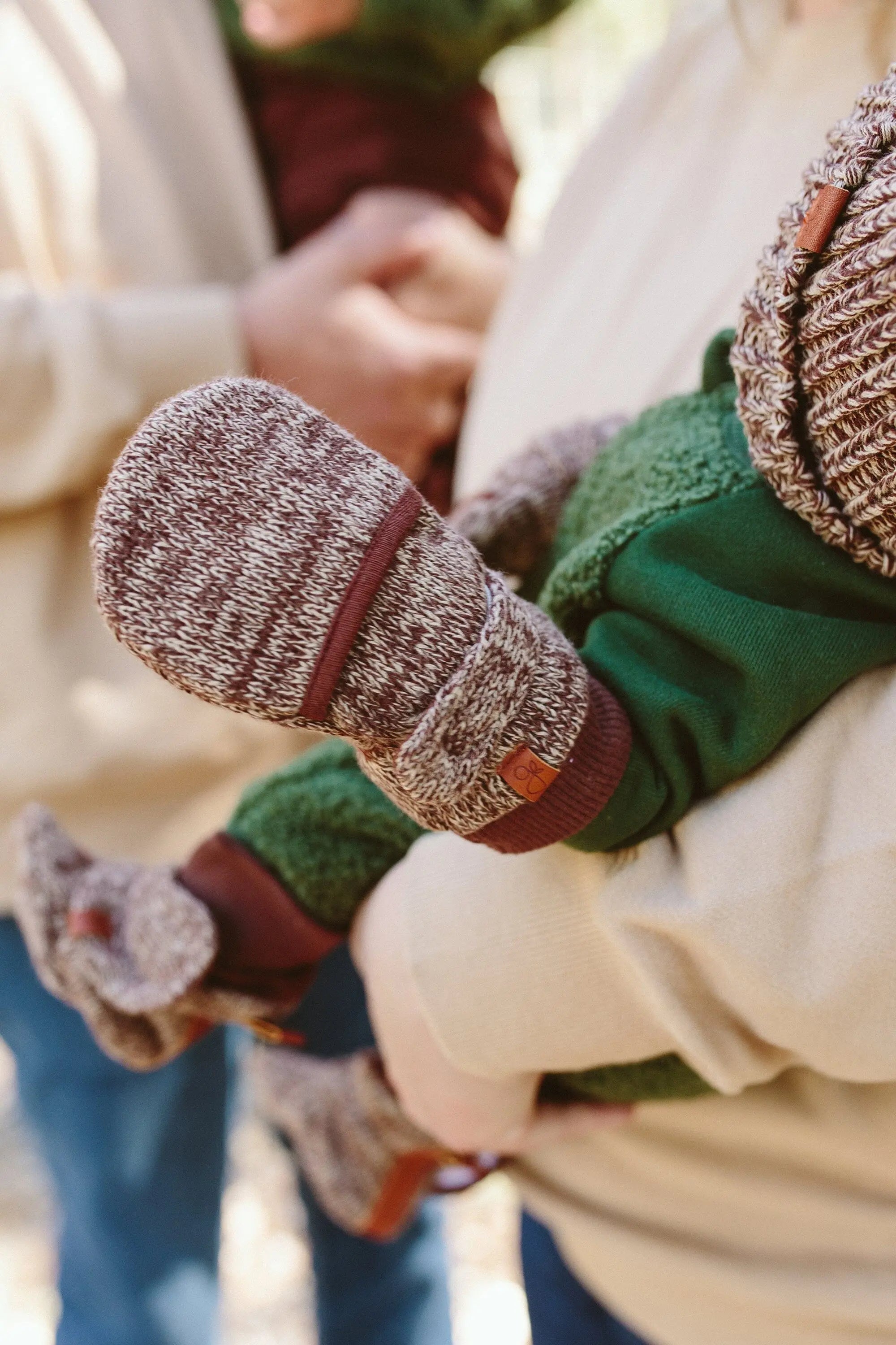 Stay-On Scratch Mittens, Knit Mitts, Bark Scratch Mitts Goumikids 