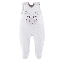 Early Baby Footed Dungarees, Cute Zebra Design - Grey Dungaree EEVI 