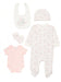Floral 'Full of Love' 5 Piece Layette Gift Set - 3 sizes. Set Rock a Bye Baby 