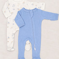 2 Pack Zipped Sleepsuits - Dinosaurs in Space