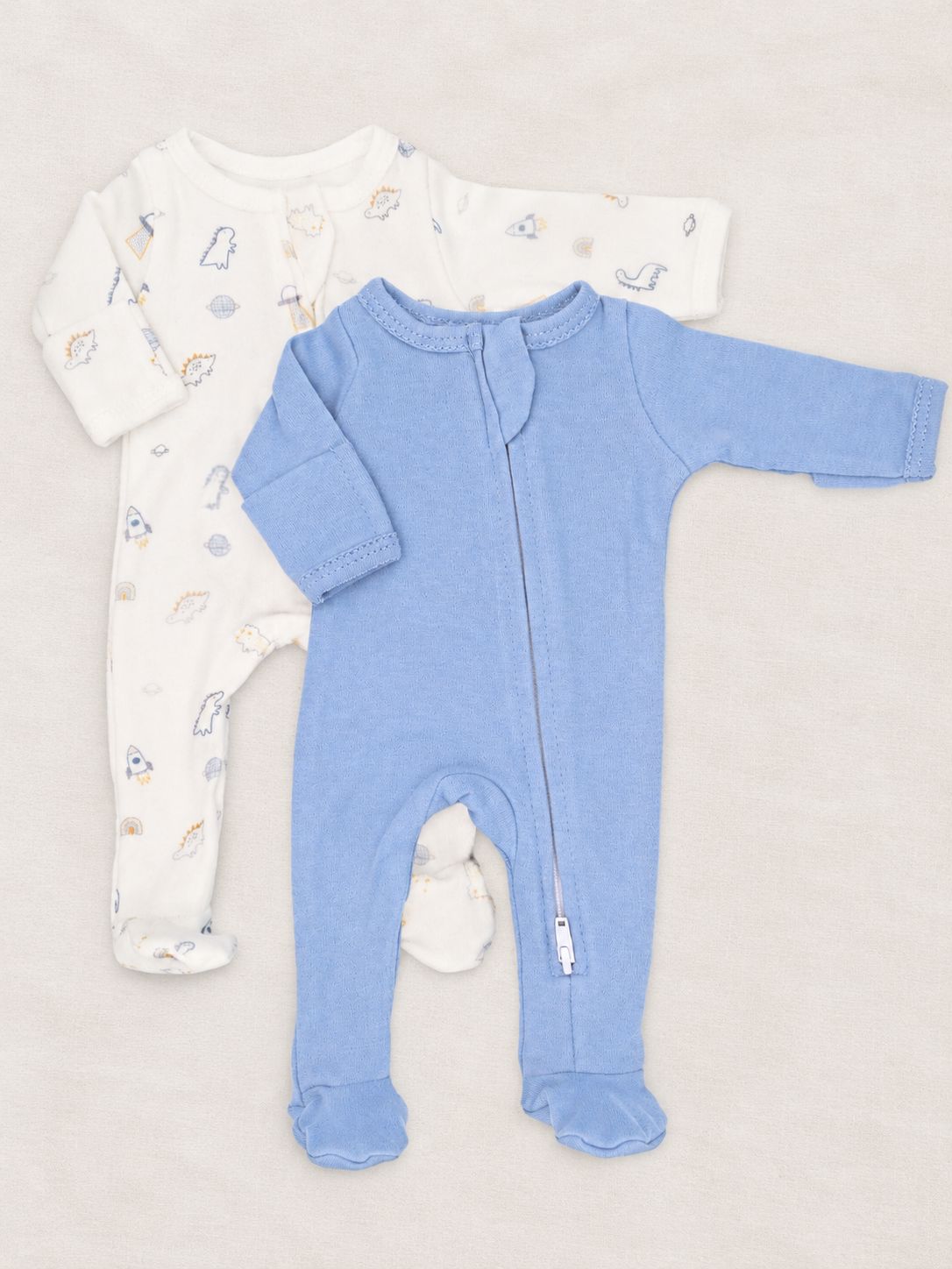 2 Pack Zipped Sleepsuits - Dinosaurs in Space
