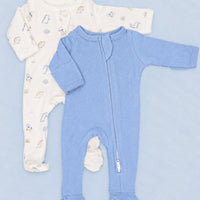 2 Pack Zipped Sleepsuits - Dinosaurs in Space