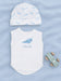 Organic Cotton Hat & Incubator Vest Set with 'Loved' Narwhal Print.