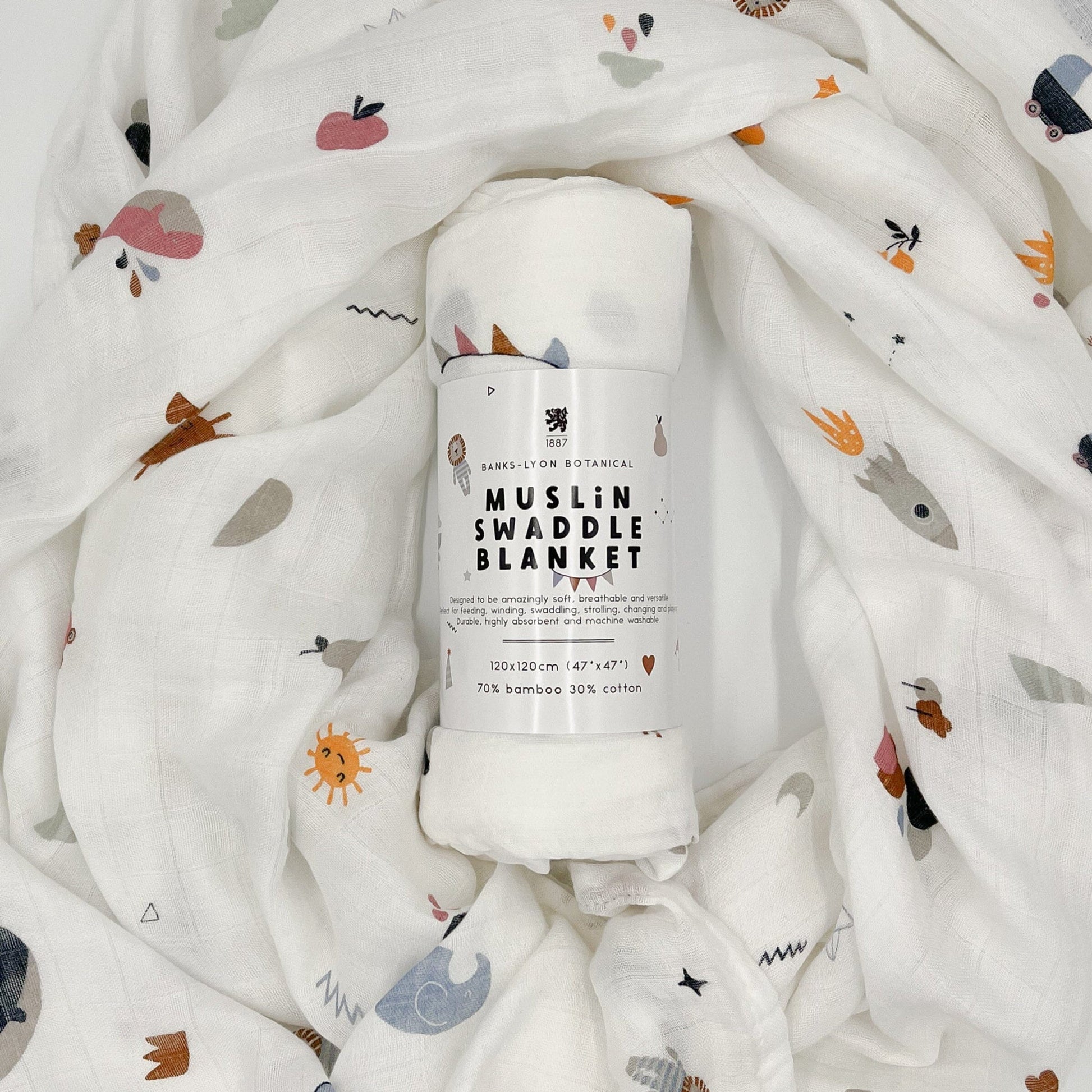 Muslin Swaddle Blanket, Organic - Little Things Swaddle Blanket Banks-Lyon Botanical 