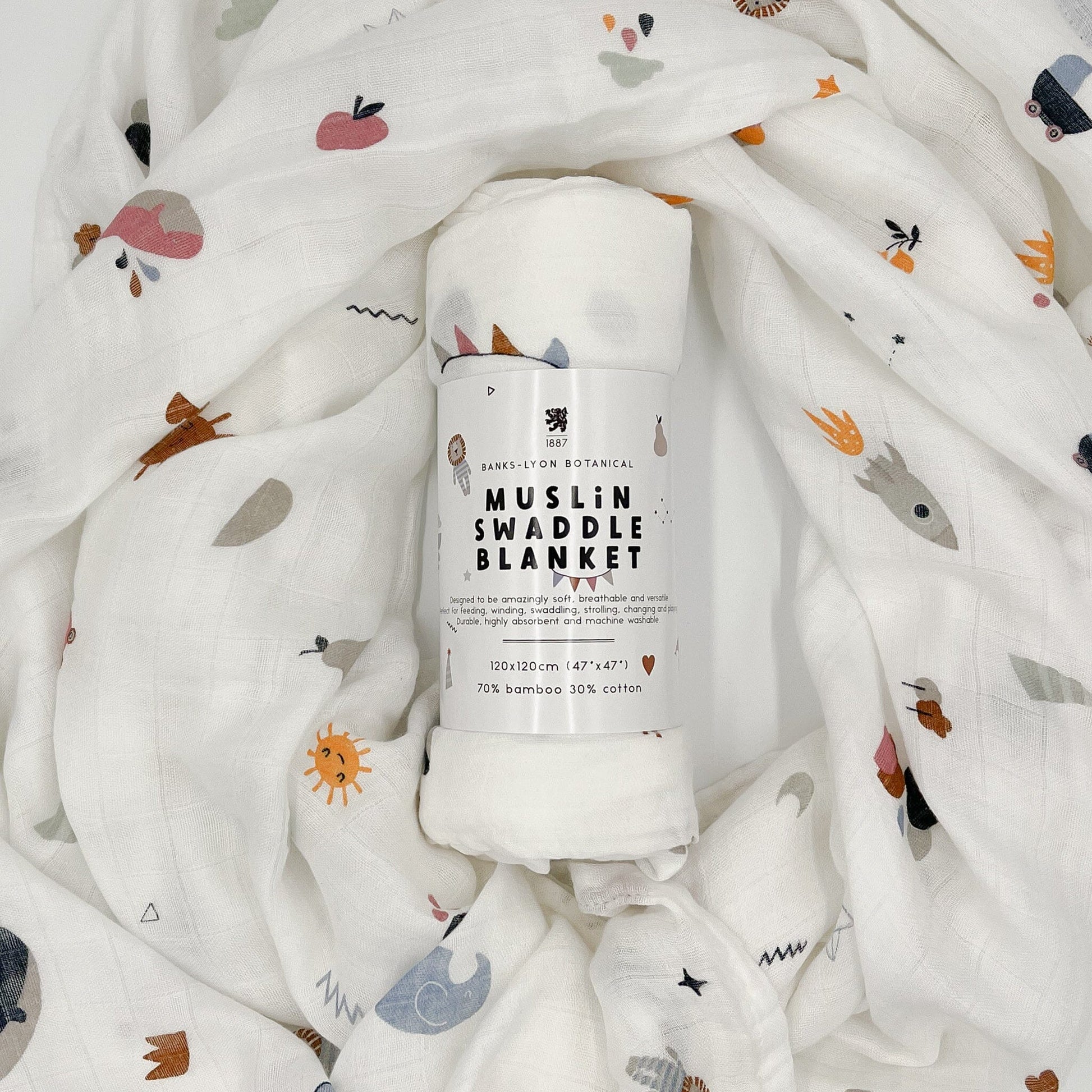 Muslin Swaddle Blanket, Organic - Little Things Swaddle Blanket Banks-Lyon Botanical 