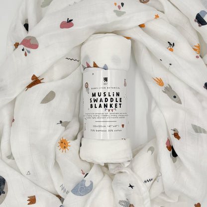 Muslin Swaddle Blanket, Organic - Little Things Swaddle Blanket Banks-Lyon Botanical 