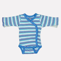 Organic Cotton Blue Bold Stripe Long Sleeve Vest Bodysuit / Vest Fixoni 
