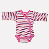 Organic Cotton Pink Bold Stripe Long Sleeve Vest Bodysuit / Vest Fixoni 