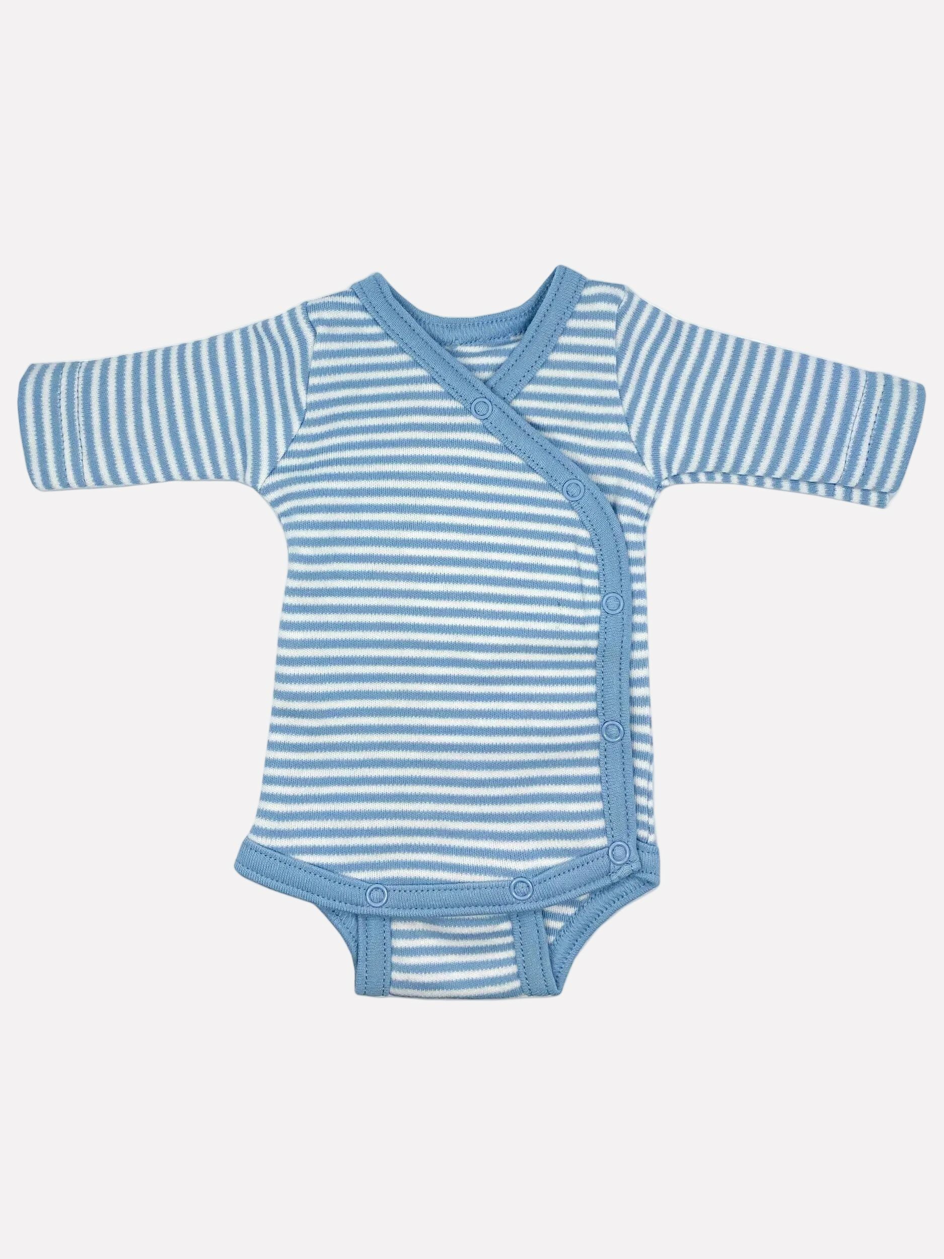 Organic Cotton Blue Thin Stripe Long Sleeve Vest Bodysuit / Vest Fixoni 