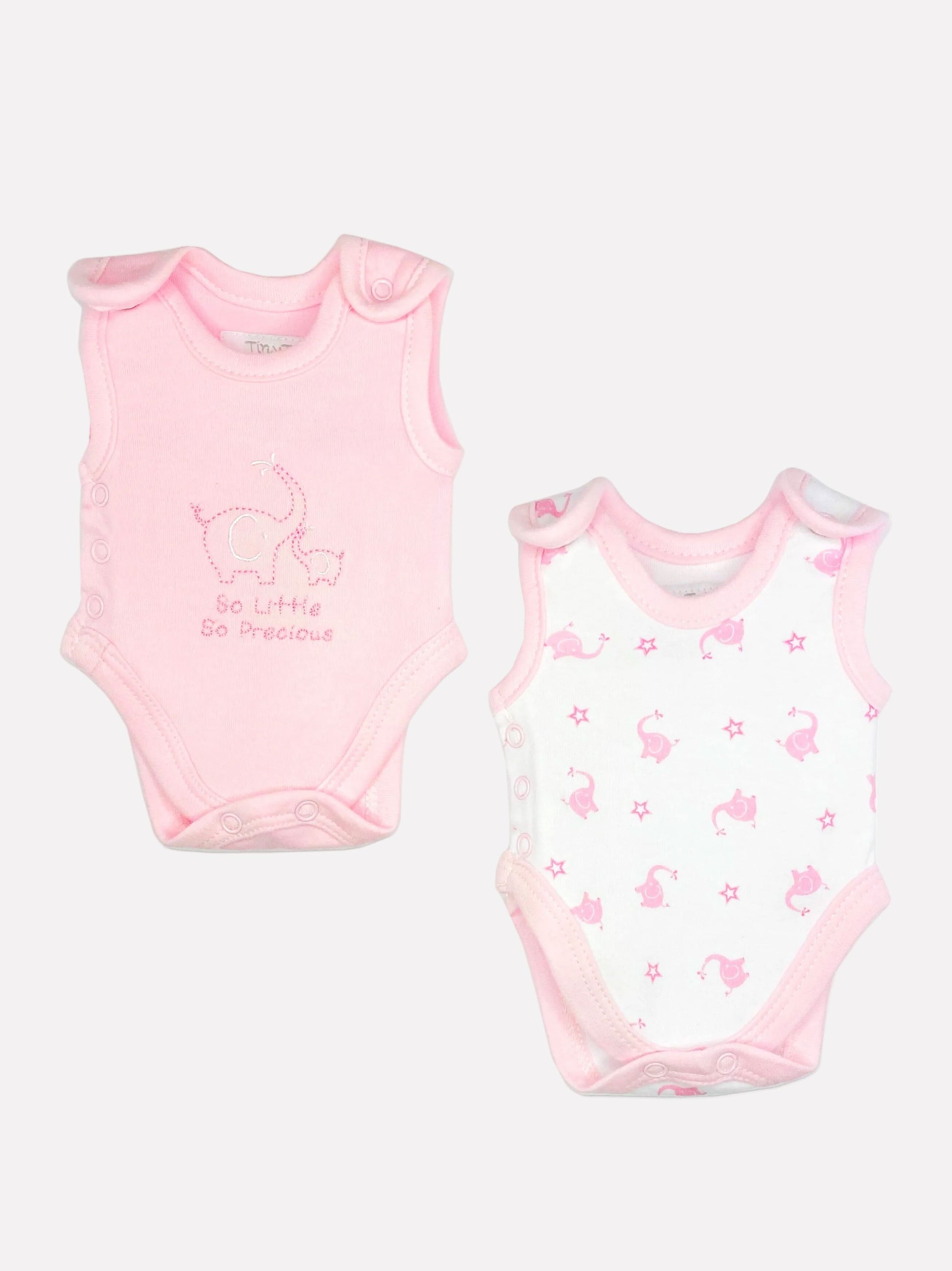 2 Pack Incubator Vests - Pink Elephant & Star Bodysuit / Vest Tiny Tots 