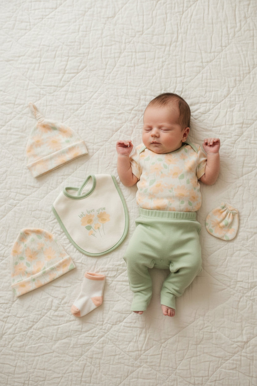 Flowers 7 Piece Layette Set Just for Me