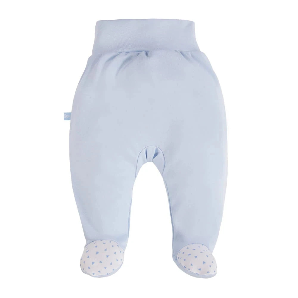 Footed Trousers, Embroidered Bear On Rear - Blue Trousers / Leggings EEVI 