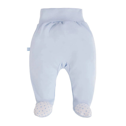 Footed Trousers, Embroidered Bear On Rear - Blue Trousers / Leggings EEVI 