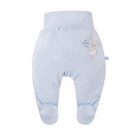 Footed Trousers, Embroidered Bear On Rear - Blue Trousers / Leggings EEVI 