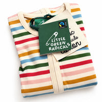 Little Green Radicals Striped Organic Newborn Baby Babygrow