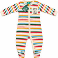 Little Green Radicals Striped Organic Newborn Baby Babygrow