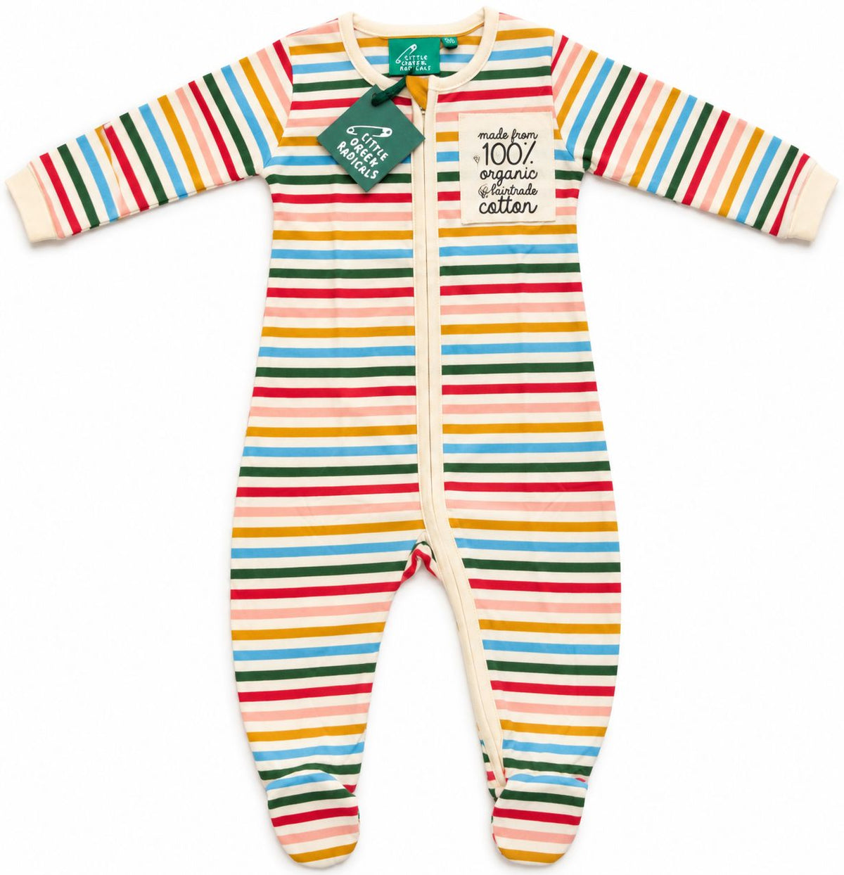 Little Green Radicals Striped Organic Newborn Baby Babygrow