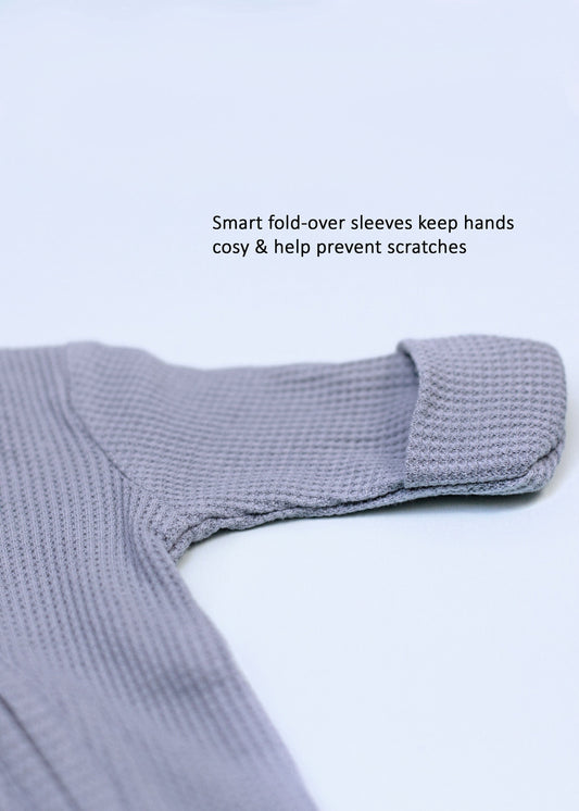 Zipped Premature Baby Sleepsuit, Fold-Over Mitts - Blue Sleepsuit / Babygrow Little Dreamer 